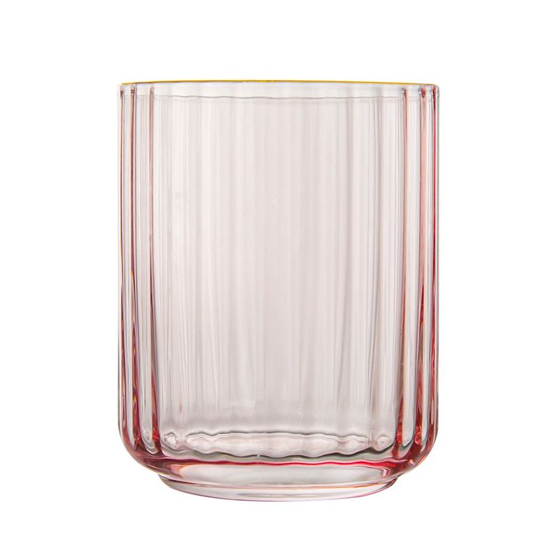 Set de 4 Vasos Fiorella con Relieve Vertical Color Rosado 11.3 Onzas