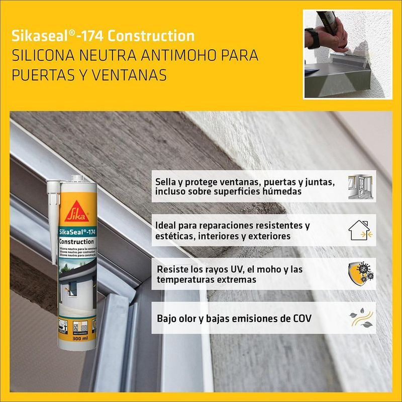 Sellador Sikasil C Transparente Antihongos en Cartucho