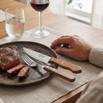 Kit de Cuchillos y Tenedores Jumbo Churrasco Mango de Madera 12 Piezas