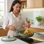 Batería de Cocina Belmonte 8 Piezas Antiadherente Tipo Mármol Color Verde