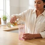 Set de 4 Vasos Fiorella con Relieve Diseño Elegante Color Rosado 16 Onzas