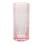 Set de 4 Vasos Fiorella con Relieve Diseño Elegante Color Rosado 16 Onzas