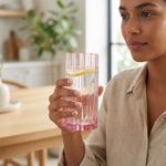 Set de 4 Vasos Fiorella con Relieve Diseño Elegante Color Rosado 16 Onzas