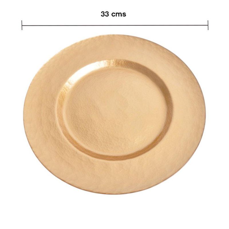 Plato Base de Vidrio de 33 x 33 cm para Presentación de Mesa Color Dorado