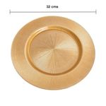 Plato Base de Vidrio de 32 x 32 cm para Presentación de Mesa Color Dorado