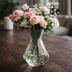 Florero Acanalado Grueso de Vidrio para Decoración Transparente