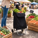 Carretilla de Compras de Metal y Poliéster para Transporte Diario Color Negro