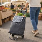 Carretilla de Compras de Metal y Poliéster para Transporte Diario Color Gris