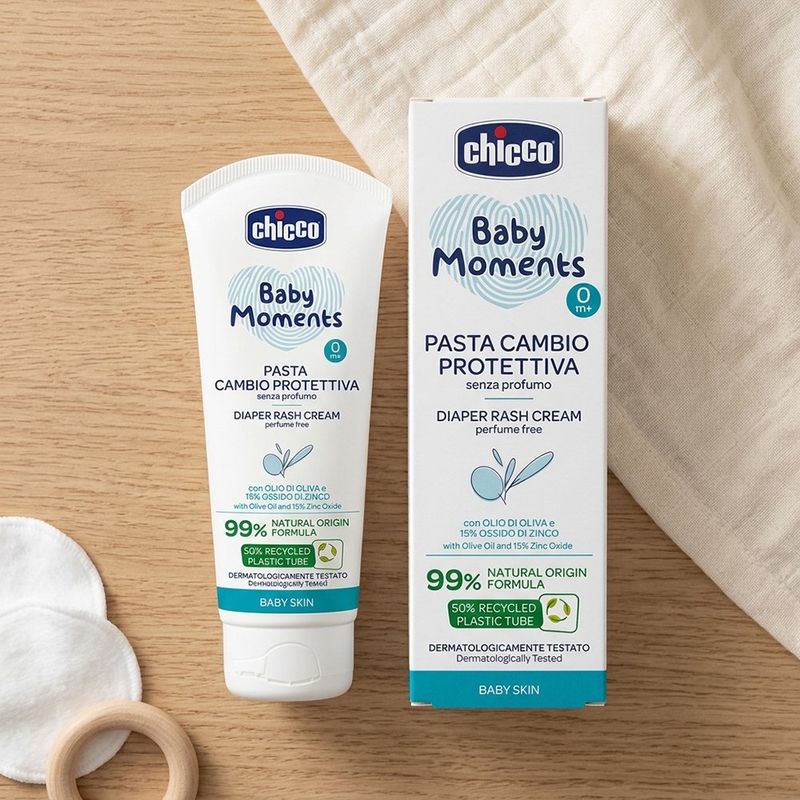 Crema Protectora para Cambio de Pañal Chicco Baby Moments sin Perfume con Óxido de Zinc 100 mL