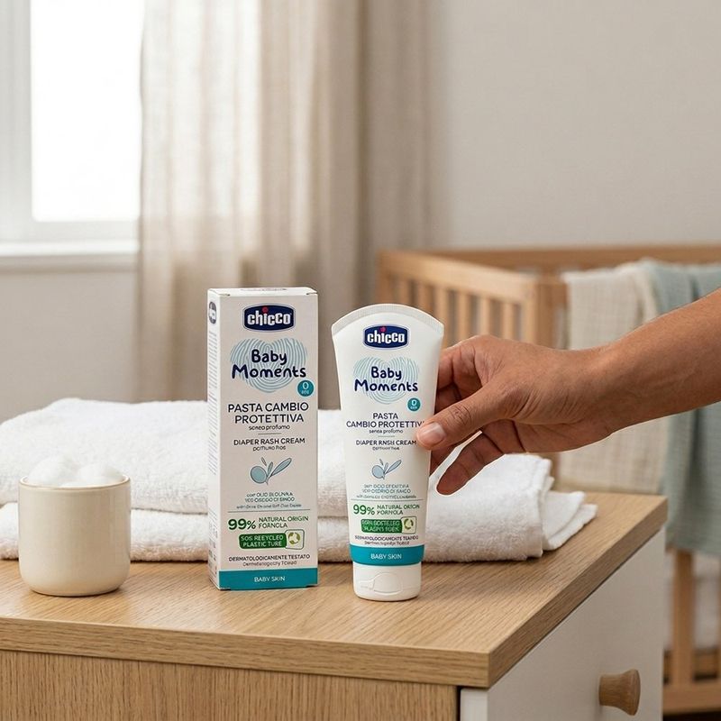 Crema Protectora para Cambio de Pañal Chicco Baby Moments sin Perfume con Óxido de Zinc 100 mL