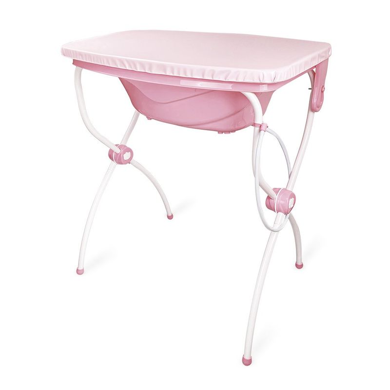 Bañera Infantil Carinho con Soporte Plegable y Cambiador Color Rosado