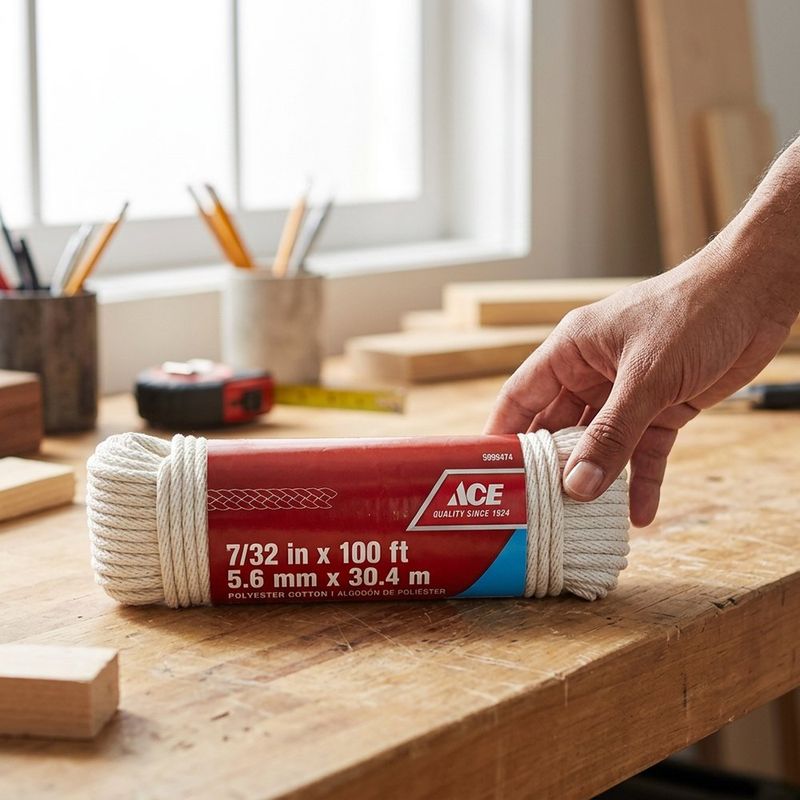 Lazo de Algodón con Poliéster Trenzado Color Blanco de 7/32 Plg x 100 Pies