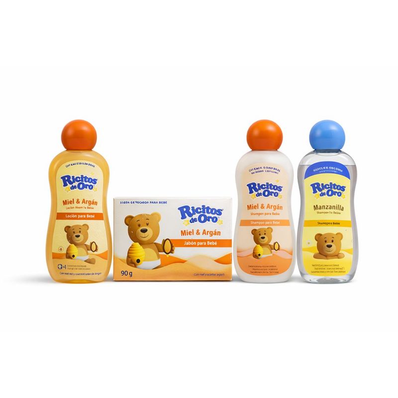 Mini Kit de Higiene para Bebé Ricitos de Oro Aroma Manzanilla Miel y Argán 4 Piezas