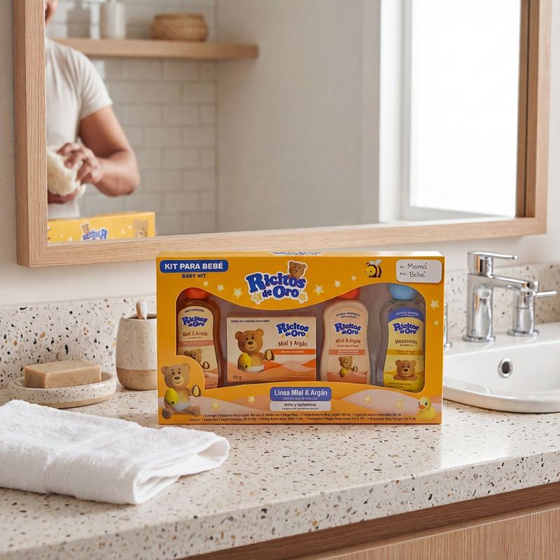 Mini Kit de Higiene para Bebé Ricitos de Oro Aroma Manzanilla Miel y Argán 4 Piezas