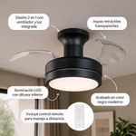 Ventilador de Techo con Aspas Retráctiles y Control Remoto Color Negro