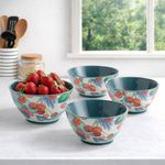 Set de 4 Bowls de Cerámica con Diseño de Frutas de 5.9 Plg Color Azul