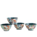 Set de 4 Bowls de Cerámica con Diseño de Frutas de 5.9 Plg Color Azul