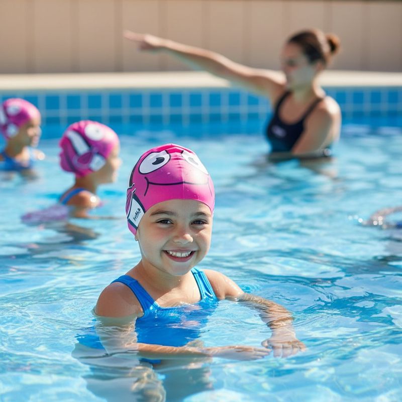 Gorra para Natación de Pez de Niño Color Fucsia