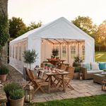 Toldo para Exterior Fiesta de Polietileno con Techo y Paredes Color Blanco de 5 x 10 Metros