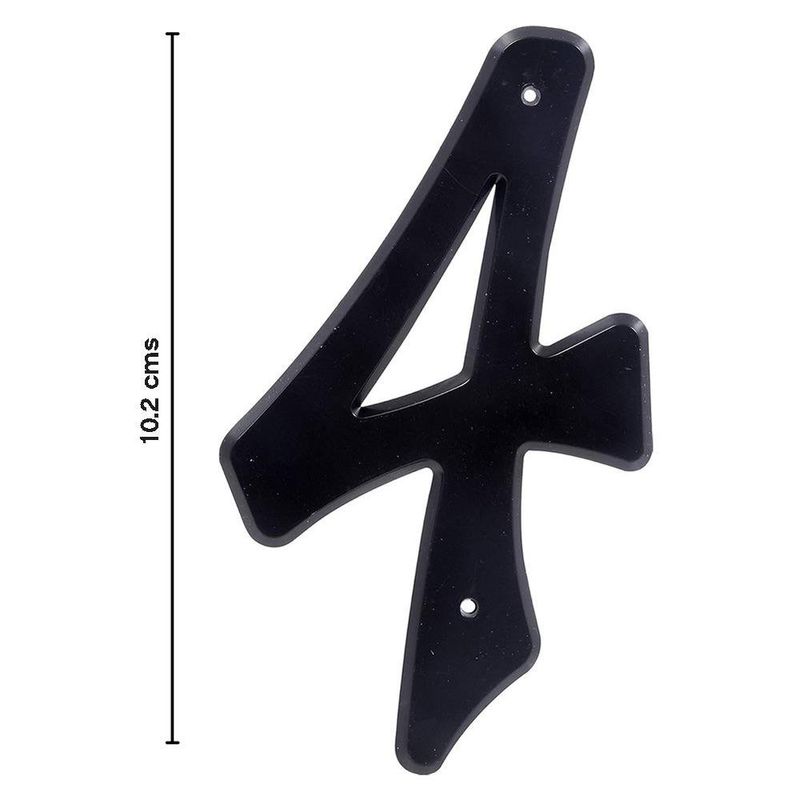 Número 4 para Identificación de Casa Plástico Color Negro de 4 Plg