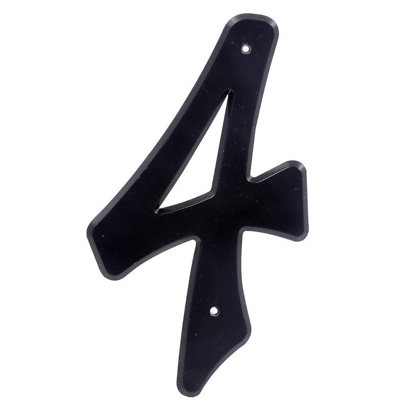 Número 4 para Identificación de Casa Plástico Color Negro de 4 Plg