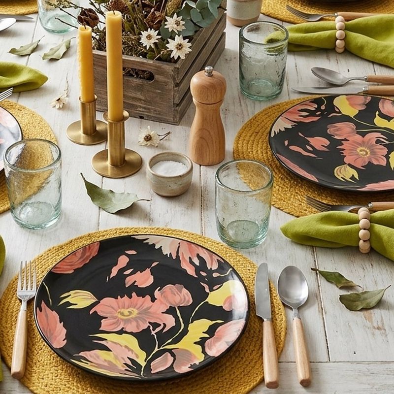 Set de 4 Platos para Cena de Cerámica de 10.4 Plg Color Negro