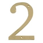 Número 2 para Identificación de Casa Decorativo Acabado Bronce Pulido de 4 Plg