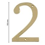 Número 2 para Identificación de Casa Decorativo Acabado Bronce Pulido de 4 Plg