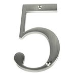 Número 5 para Identificación de Casa Material Metálico Color Plateado de 4 Plg