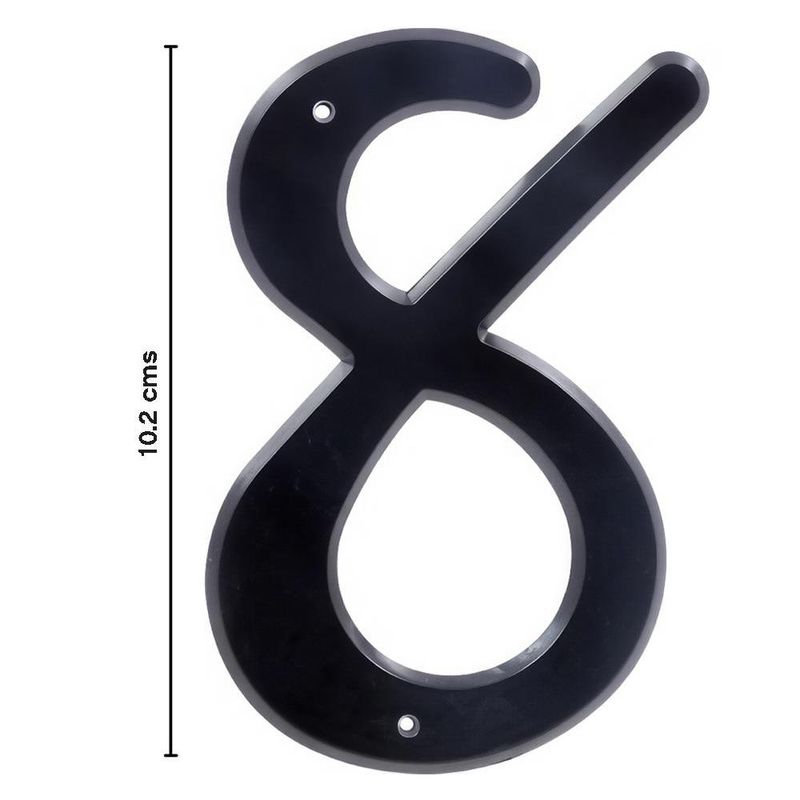 Número 8 para Identificación de Casa Plástico Color Negro de 4 Plg