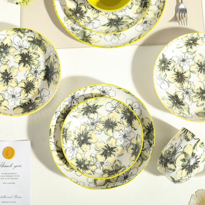 Set de 4 Platos para Cena de Cerámica de 10.4 Plg Color Verde