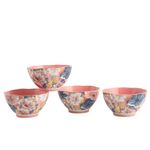Set de 4 Bowls de Cerámica con Diseño de Flores de 5.9 Plg Color Rosa