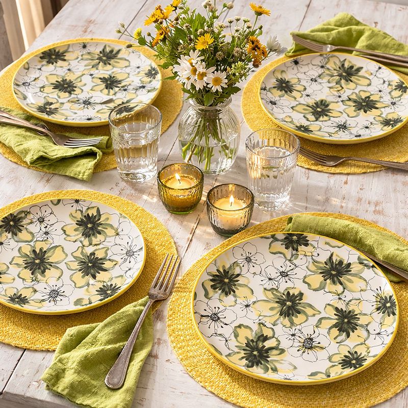 Set de 4 Platos para Cena de Cerámica de 10.4 Plg Color Verde