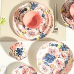 Set de 4 Bowls de Cerámica con Diseño de Flores de 5.9 Plg Color Rosa