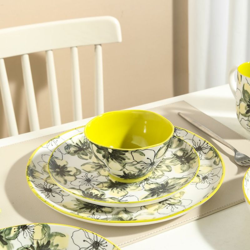 Set de 4 Platos para Cena de Cerámica de 10.4 Plg Color Verde