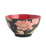 Set de 4 Bowls de Cerámica con Diseño de Flores de 5.9 Plg Color Negro