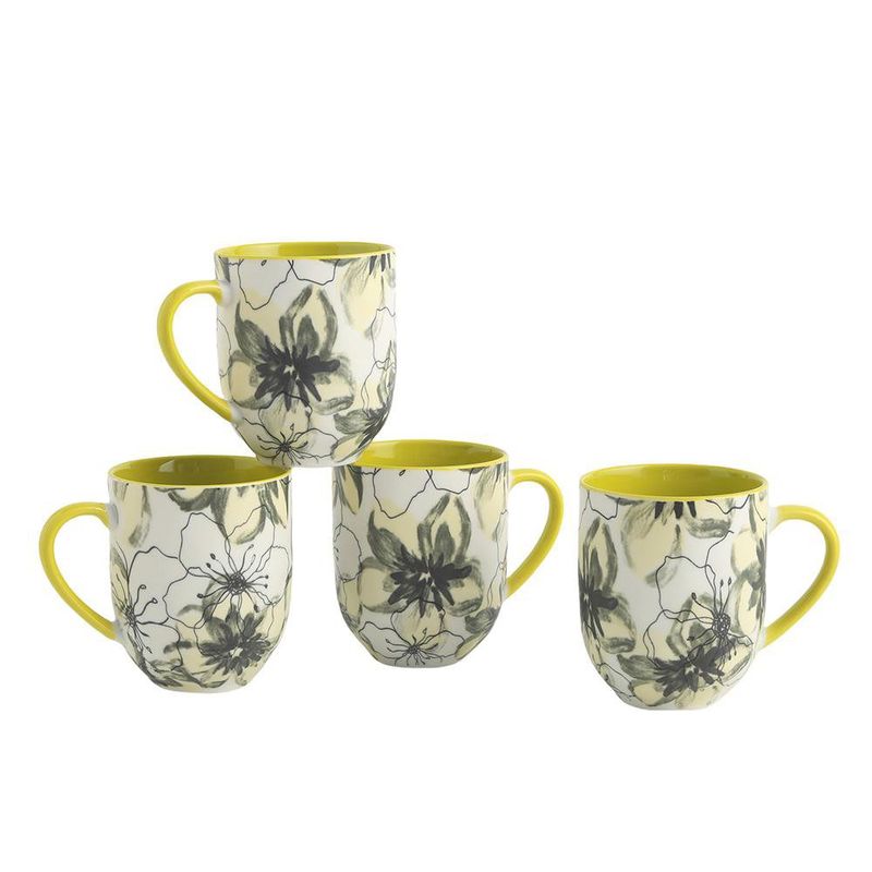 Set de 4 Pocillos de Cerámica con Diseño de 13.5 Oz Color Verde