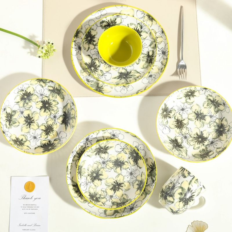 Set de 4 Pocillos de Cerámica con Diseño de 13.5 Oz Color Verde