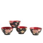Set de 4 Bowls de Cerámica con Diseño de Flores de 5.9 Plg Color Negro