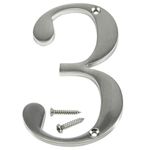 Número 3 para Identificación de Casa Color Nickel Cepillado de 4 Plg