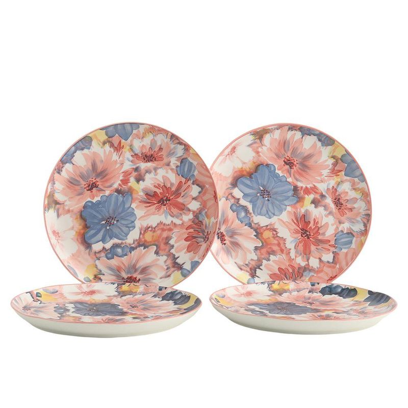 Set de 4 Platos para Postre de Cerámica de 7.9 Plg Color Rosa