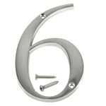 Número 6 para Identificación de Casa Color Nickel de 4 Plg