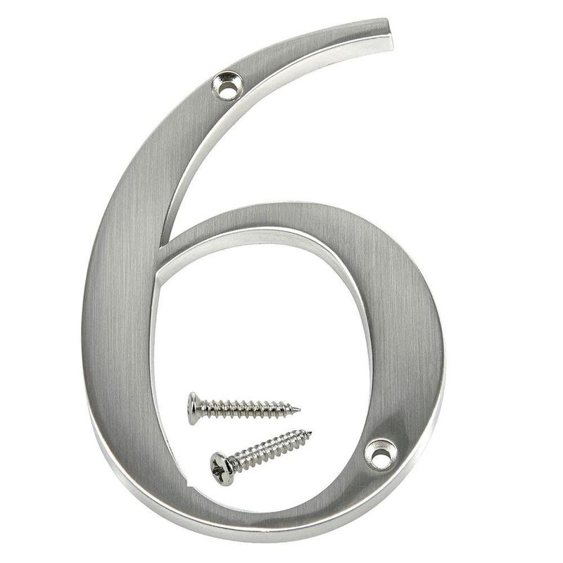 Número 6 para Identificación de Casa Color Nickel de 4 Plg