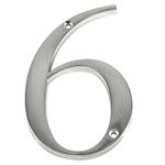 Número 6 para Identificación de Casa Color Nickel de 4 Plg