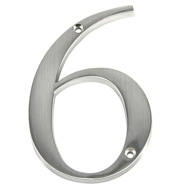 Número 6 para Identificación de Casa Color Nickel de 4 Plg