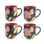 Set de 4 Pocillos de Cerámica con Diseño de 13.5 Oz Color Negro