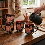 Set de 4 Pocillos de Cerámica con Diseño de 13.5 Oz Color Negro