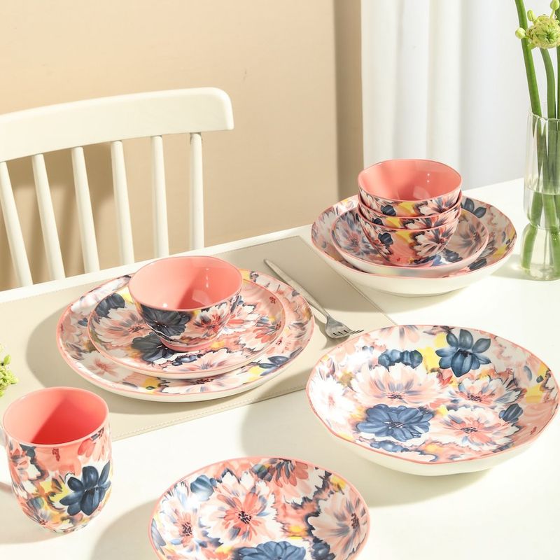Set de 4 Platos para Cena de Cerámica de 10.4 Plg Color Rosa