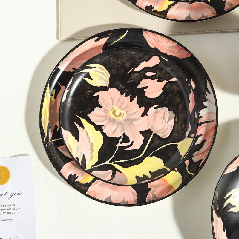 Set de 4 Platos para Postre de Cerámica de 7.9 Plg Color Negro