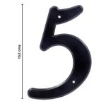 Número 5 para Identificación de Casa Plástico Color Negro de 4 Plg